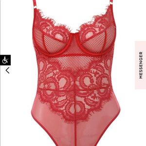 House of CB Sexy red lace bodysuit NEVER WORN PANTY LINER STILL IN CRUTCH*